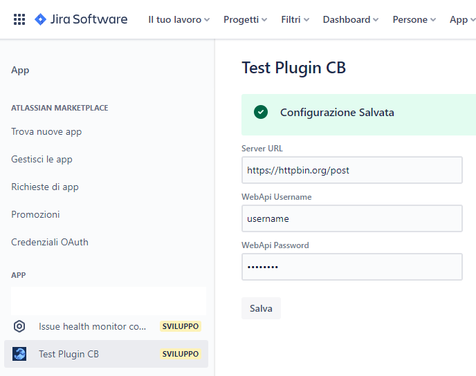 jira plugin configuration page